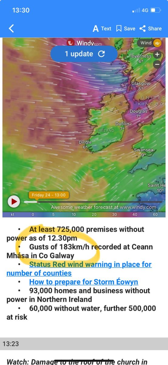 Hurricane-Like Storm that Hit Ireland