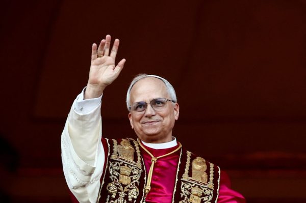 Newly elected Pope Leo XIV, Cardinal Robert Prevost of the United States appears on the balcony of St. Peter's Basilica, at the Vatican, May 8, 2025. REUTERS/Yara Nardi