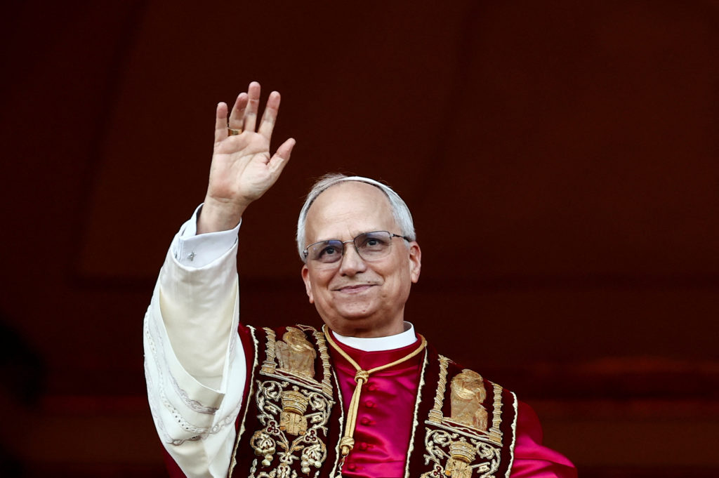 Newly elected Pope Leo XIV, Cardinal Robert Prevost of the United States appears on the balcony of St. Peter's Basilica, at the Vatican, May 8, 2025. REUTERS/Yara Nardi